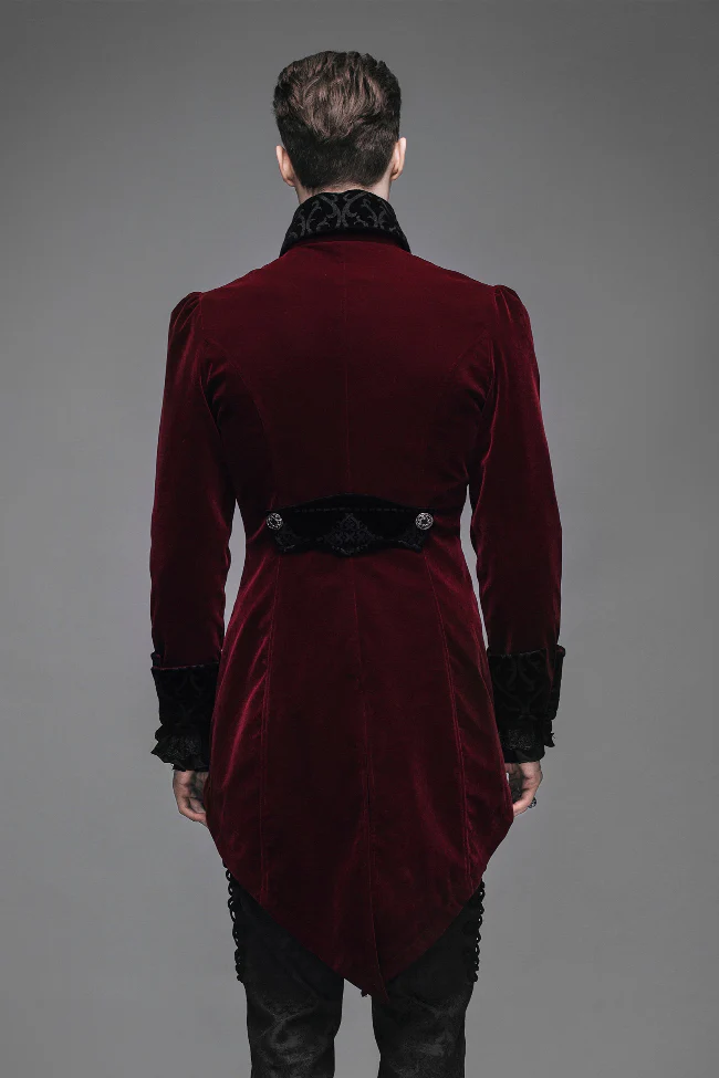 Victorian Gentleman Red Velvet Tailcoat - Image 5