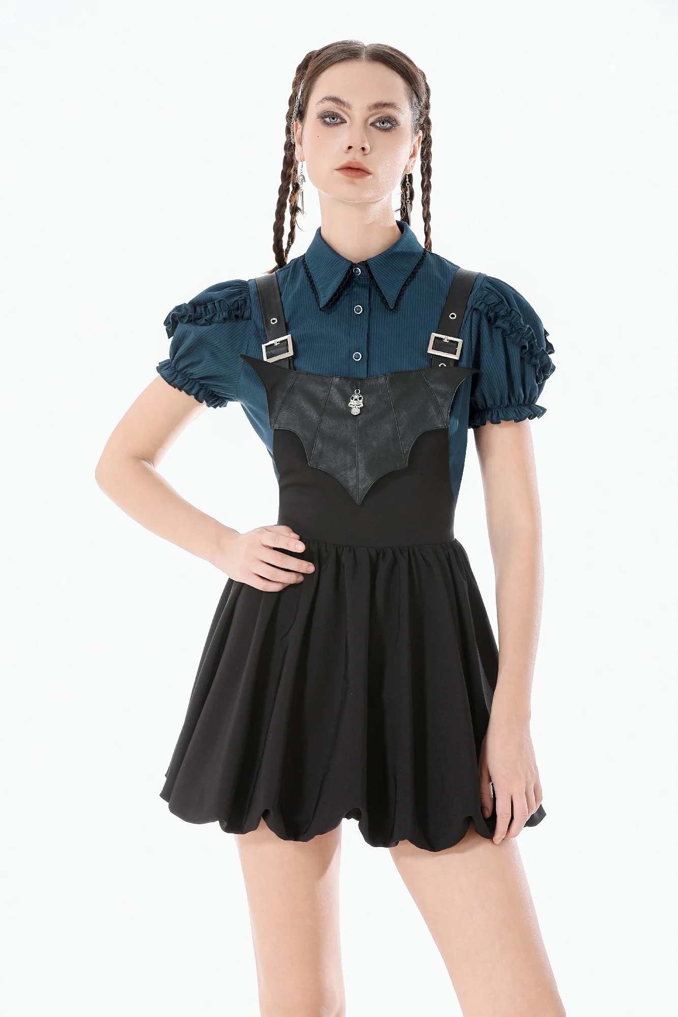Victorian Teal Puff Sleeve Blouse - Image 6