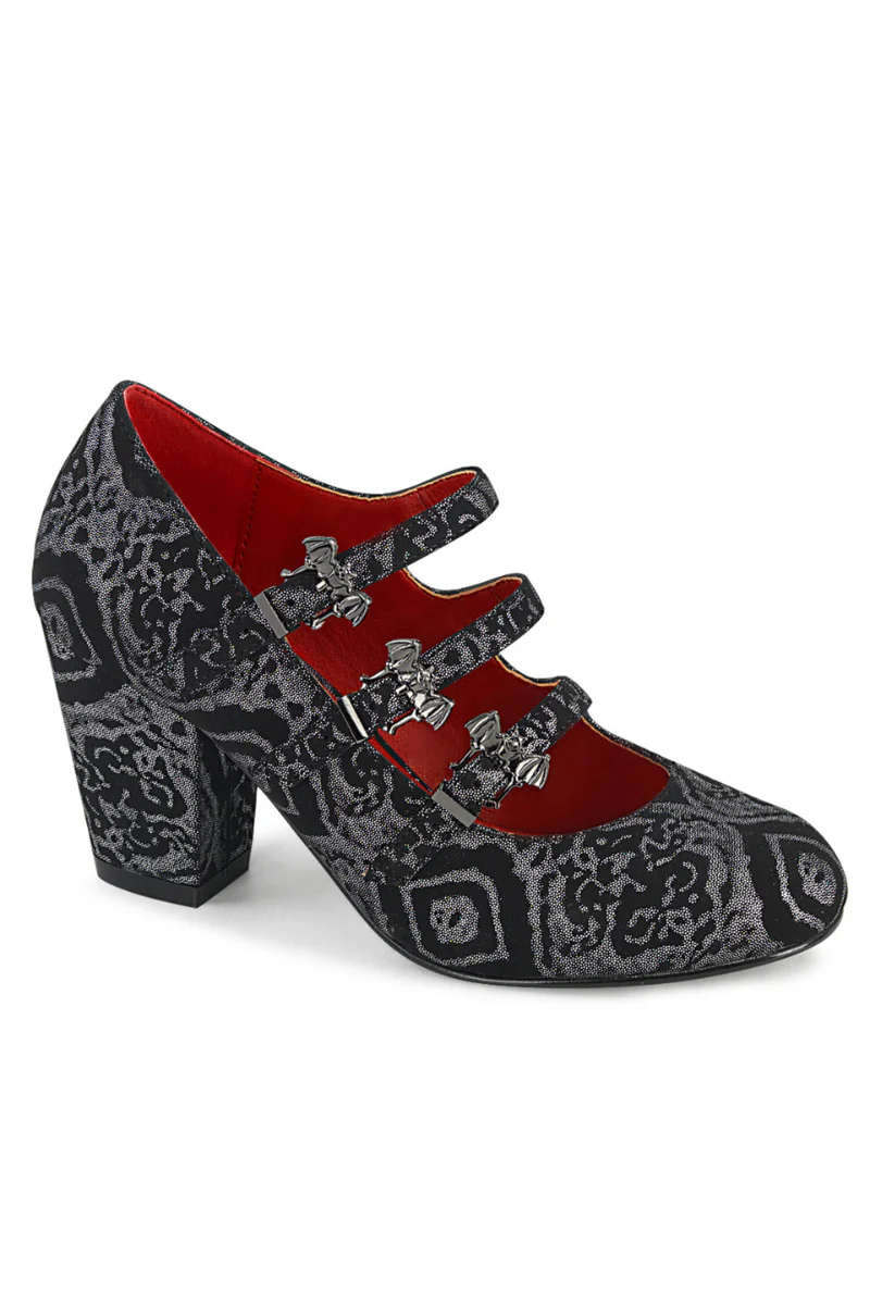 Vivika-38 Black-Silver Vampiric Mary Janes
