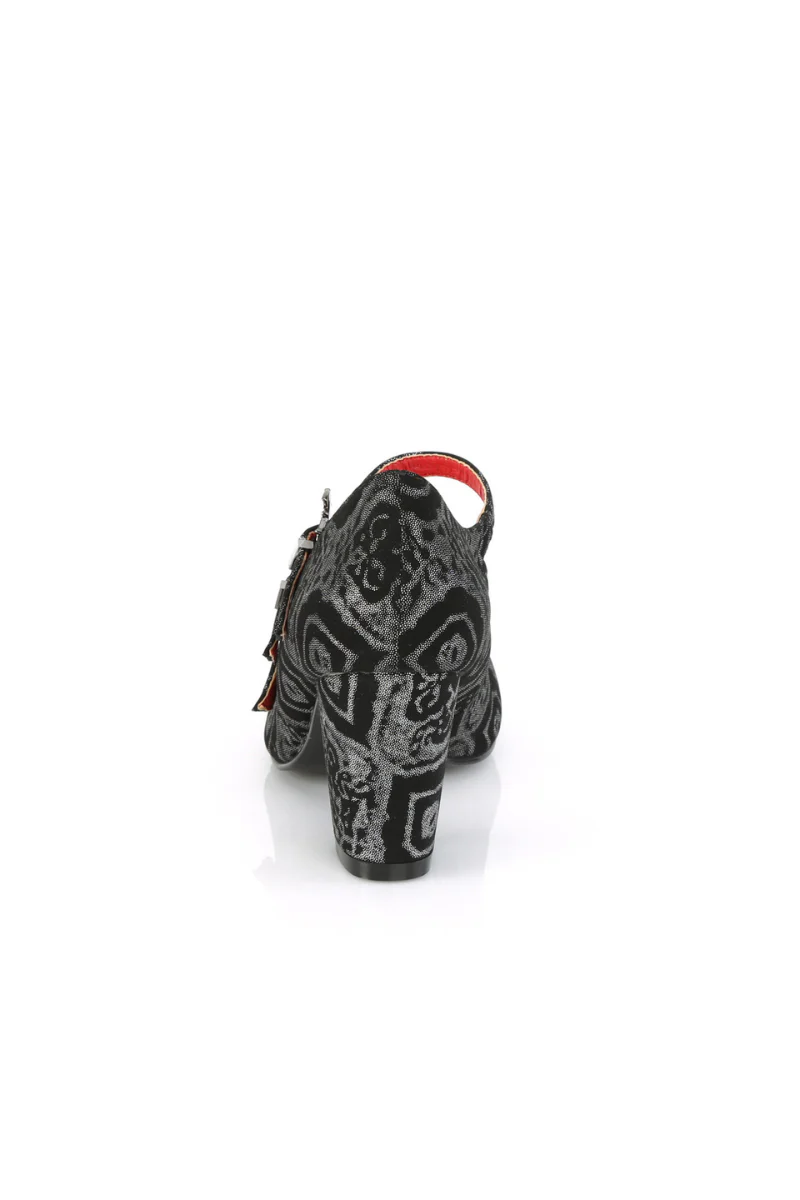 Vivika-38 Black-Silver Vampiric Mary Janes - Image 3