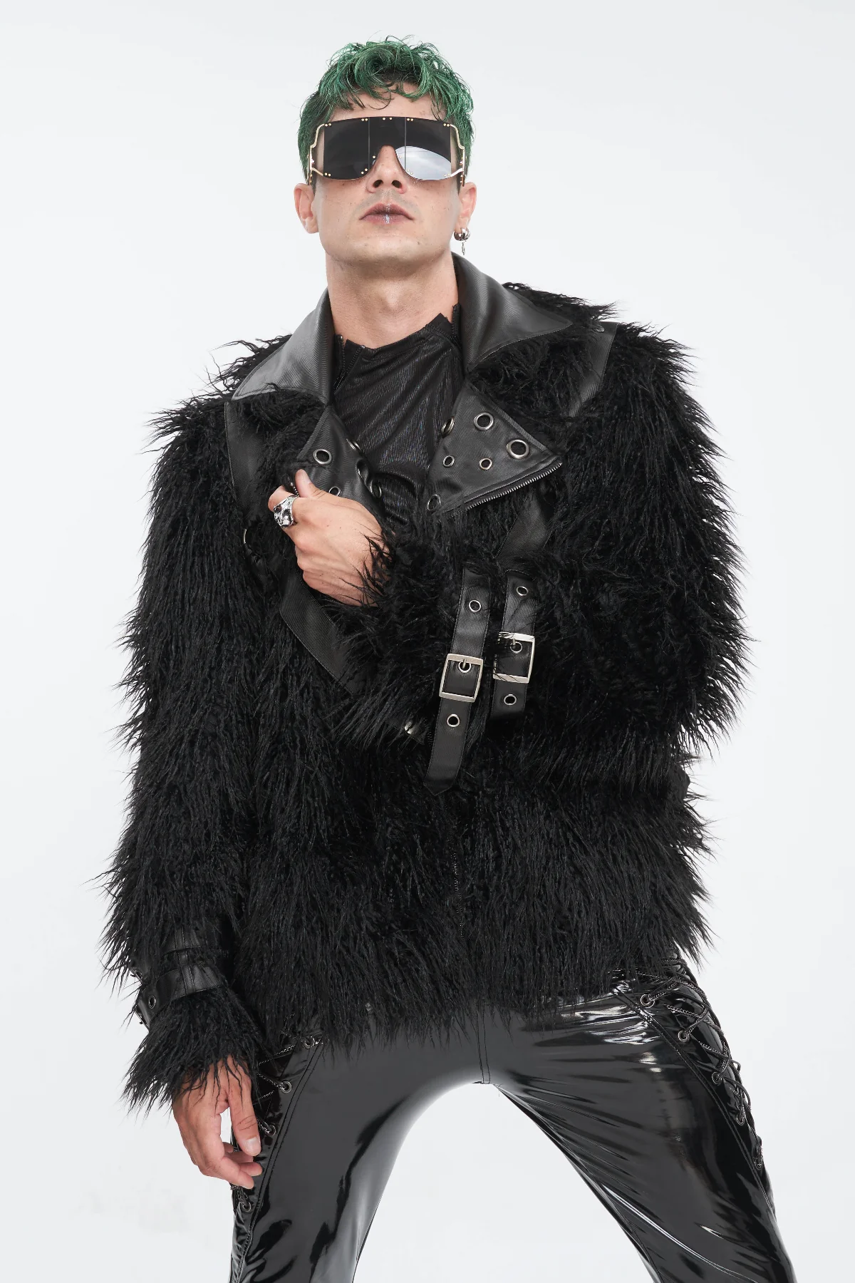 Voidwalker – Men’s Dark Rave Fur Jacket - Image 2
