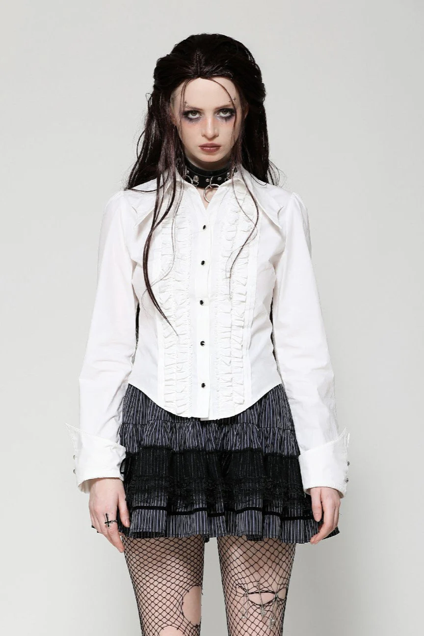 Lady Anabel White Ruffled Blouse