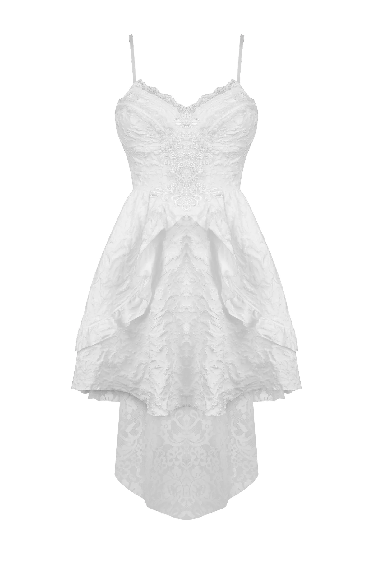 Ghost Bride – Gothic Wedding High-Low White Mini Dress - Image 6