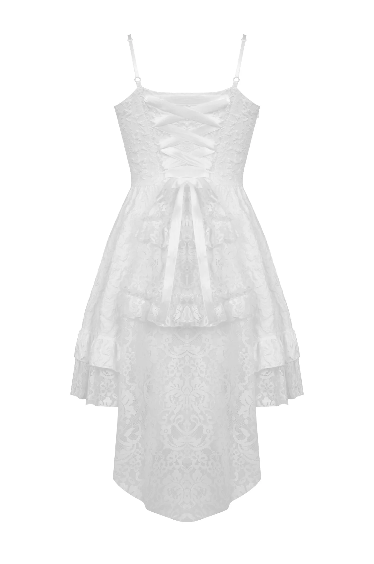 Ghost Bride – Gothic Wedding High-Low White Mini Dress - Image 7