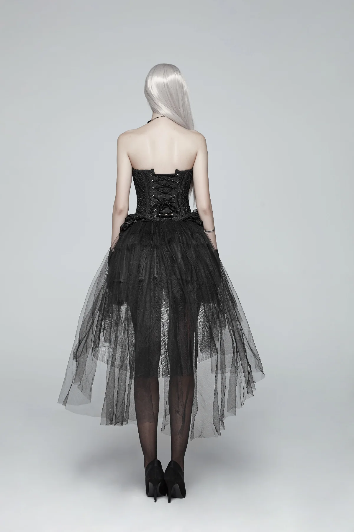 Black Tulle High-Low Ruffle Skirt - Image 6