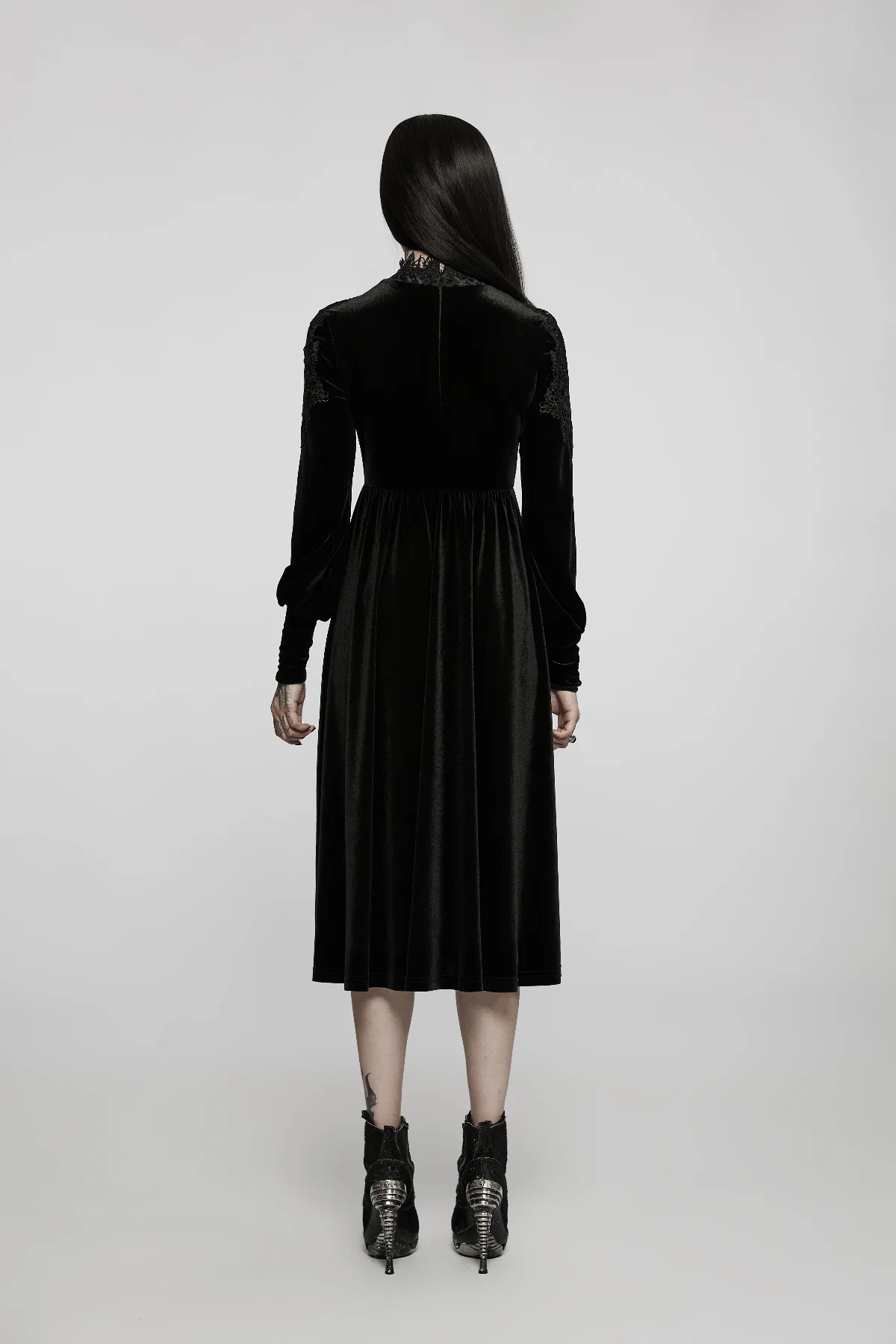 High Neckline Gothic Midi Dress - Image 3