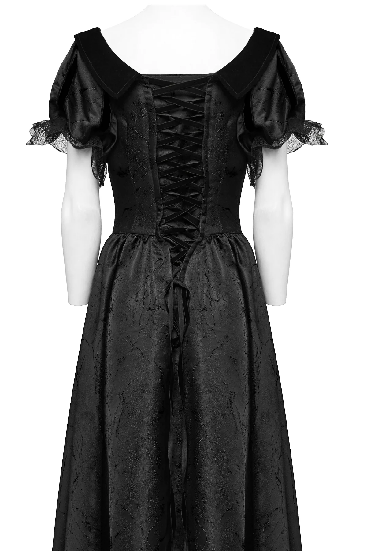 Off-Shoulder Victorian Mourning Gown - Black - Image 6
