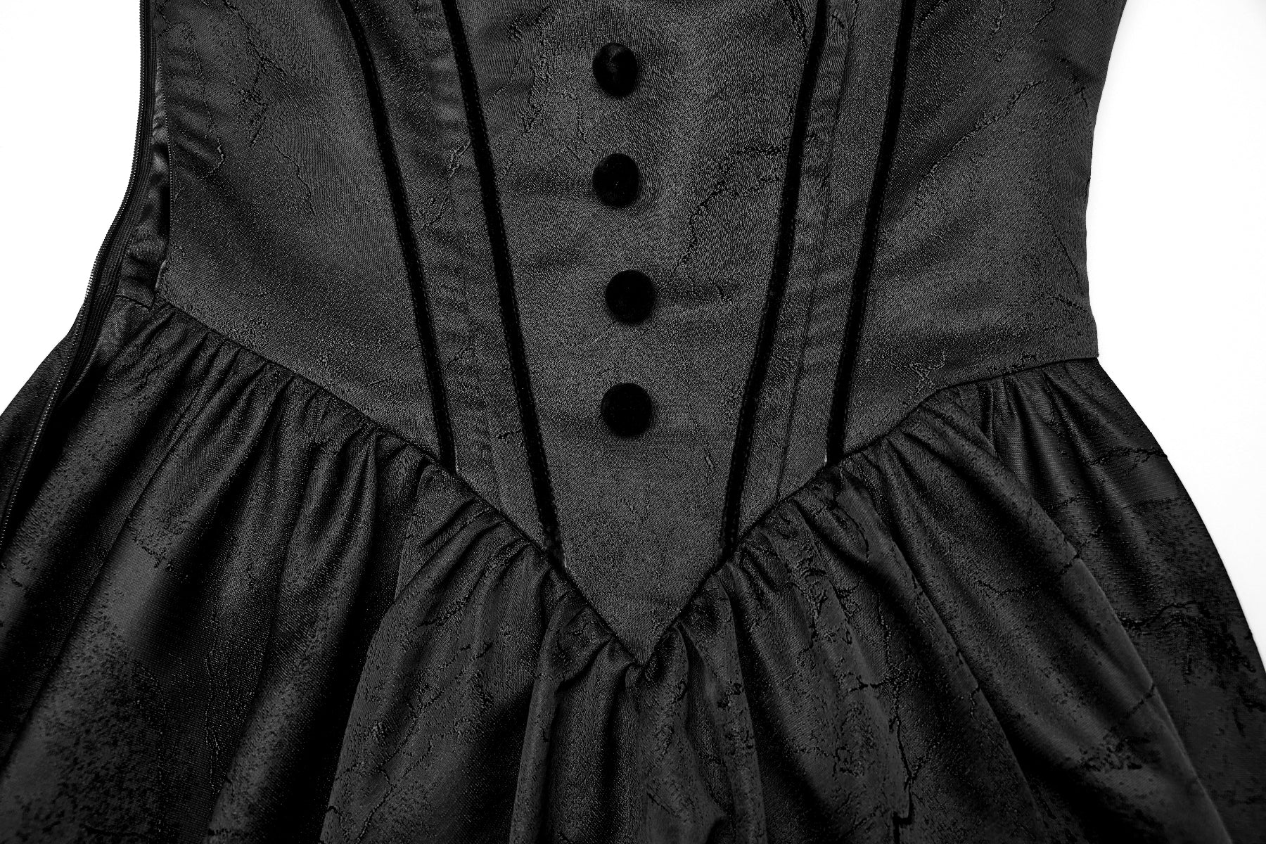 Off-Shoulder Victorian Mourning Gown - Black - Image 8