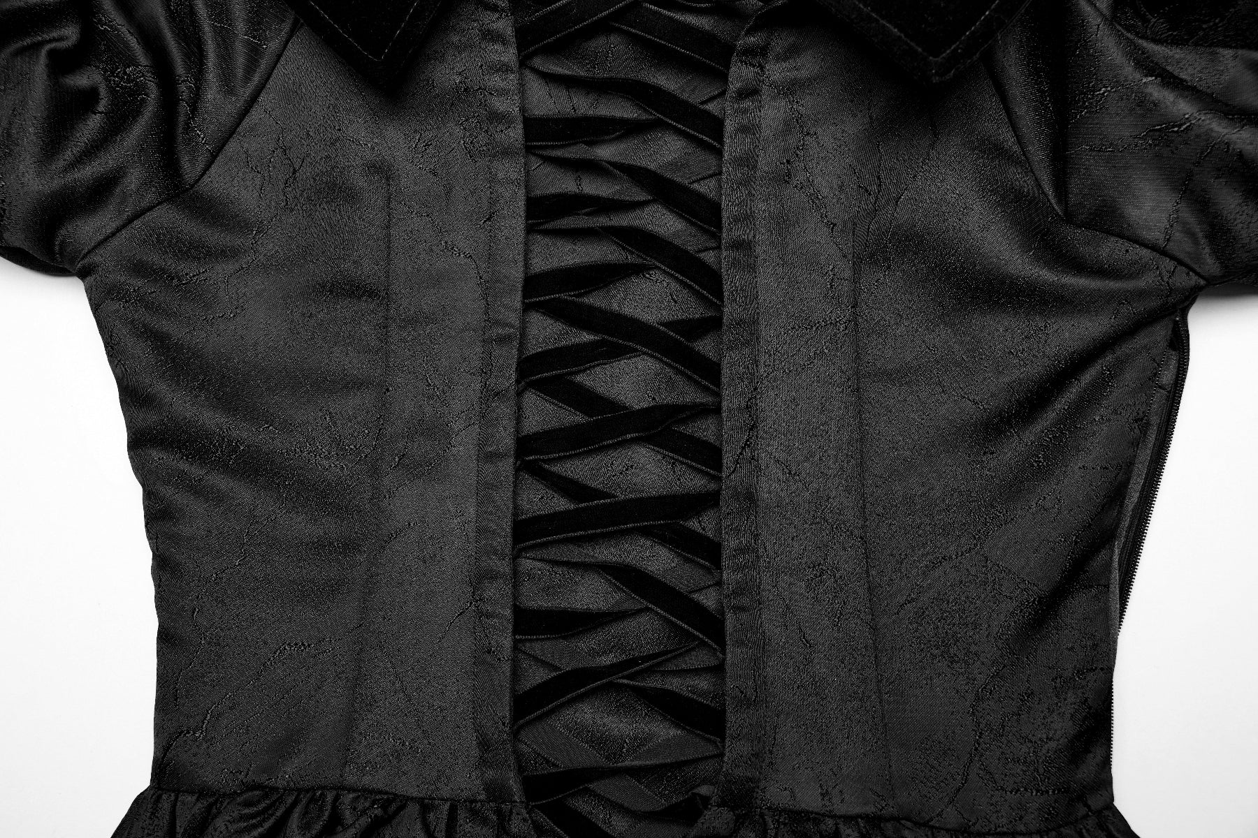 Off-Shoulder Victorian Mourning Gown - Black - Image 9