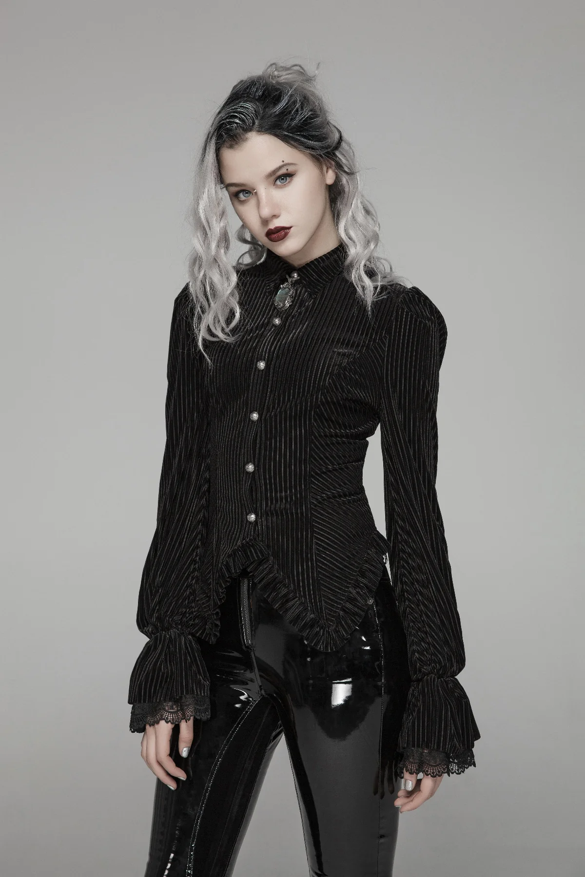 Baroness Valvelace Black Stripe Blouse - Image 2
