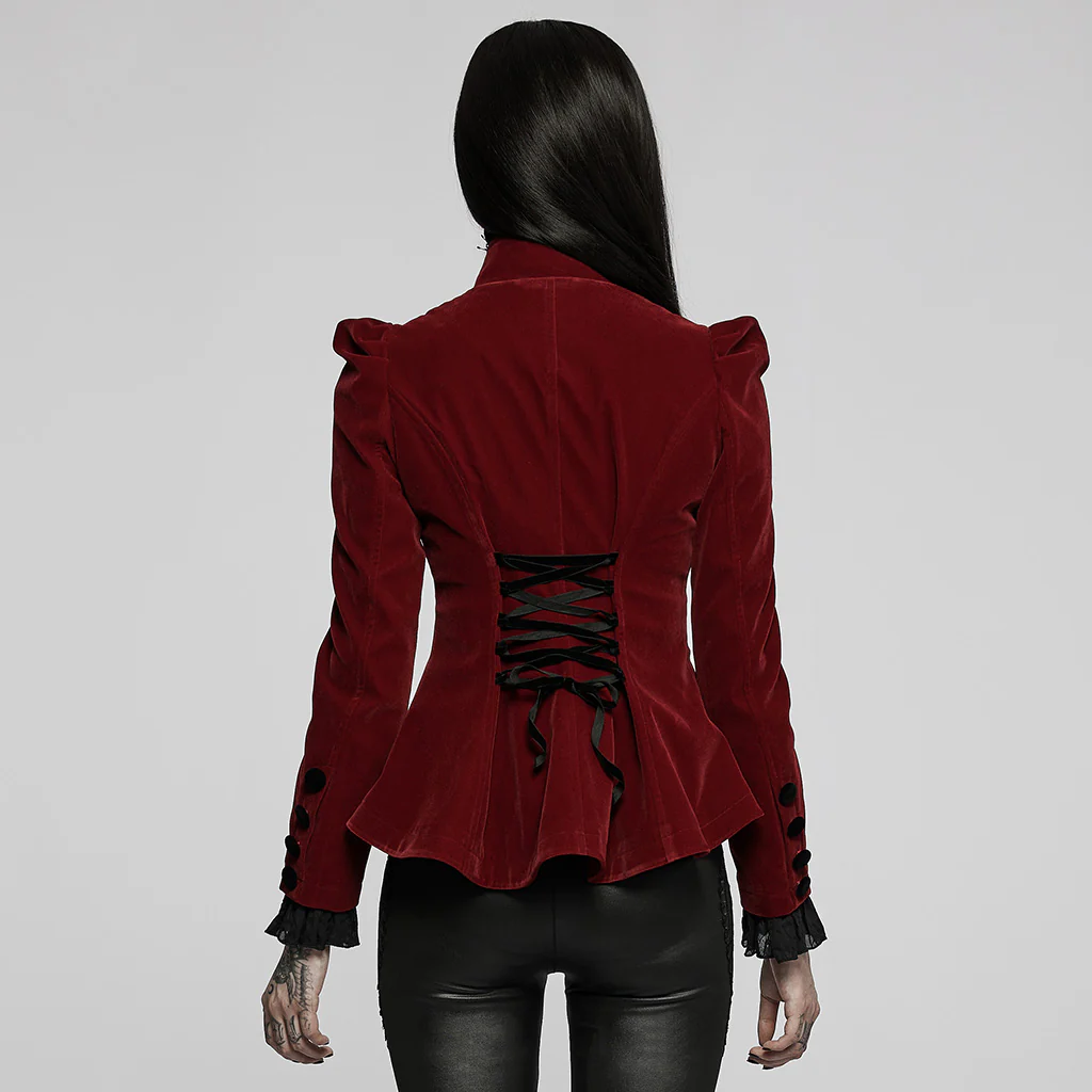 Bloodrose Marquise - Red Velvet Short Jacket - Image 3