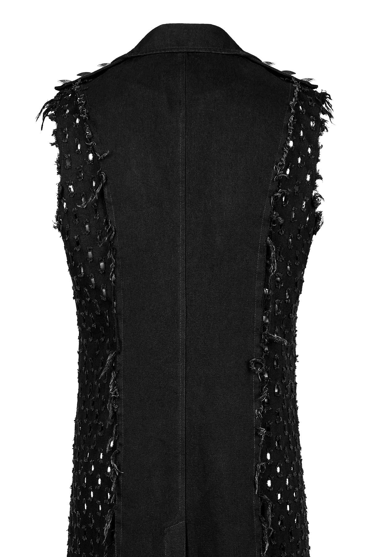 .Black Studded Sleeveless Longline Vest - Image 7