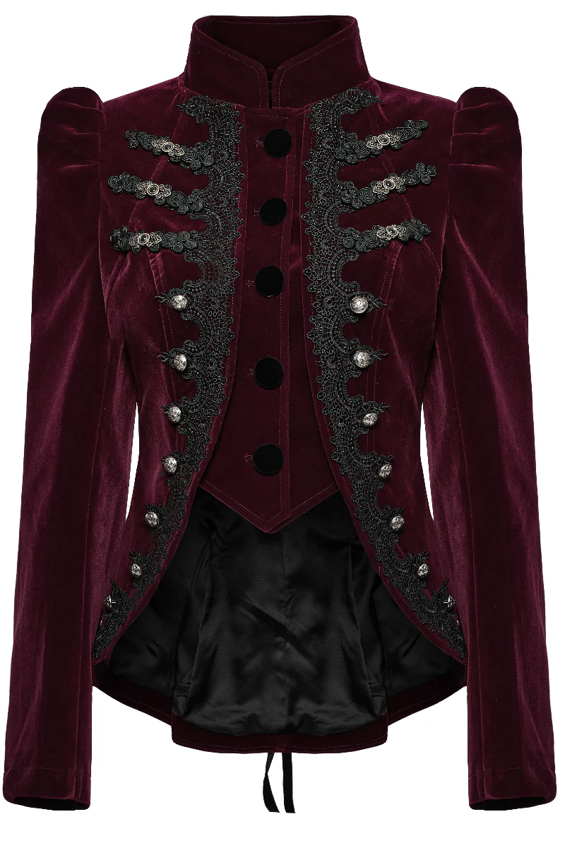 Baroness Deveraux Velvet Jacket in Burgundy - Image 2