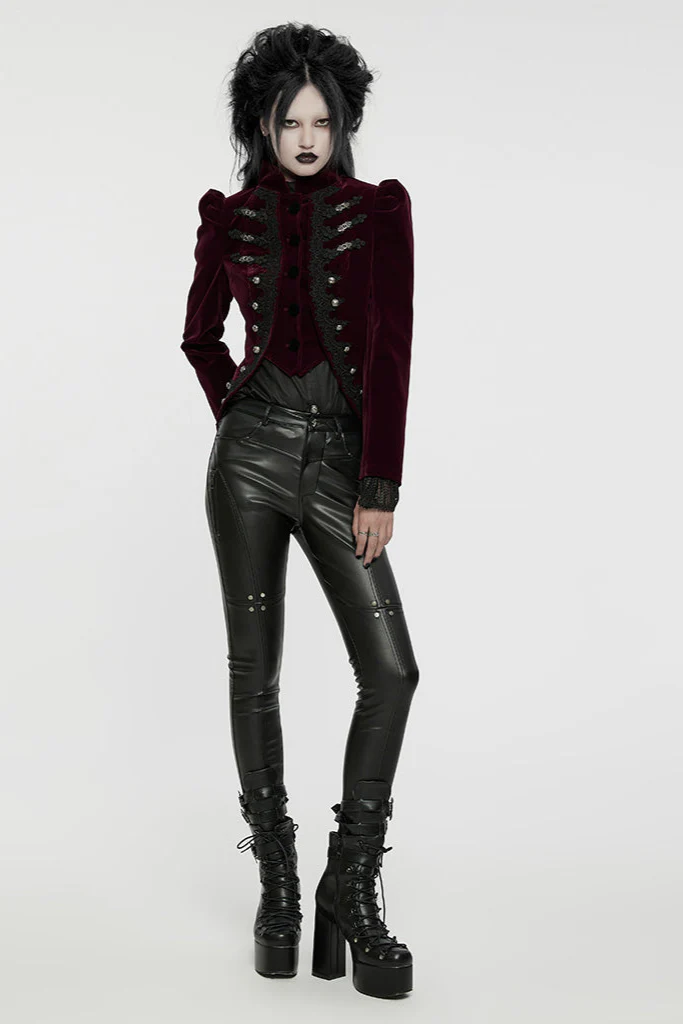 Baroness Deveraux Velvet Jacket in Burgundy - Image 3
