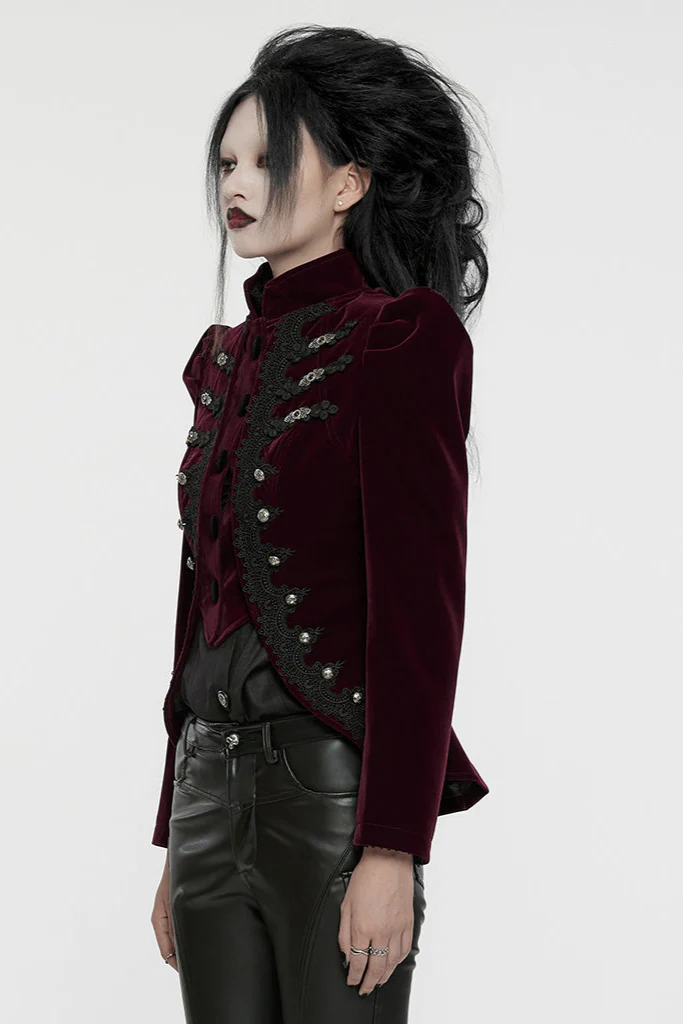 Baroness Deveraux Velvet Jacket in Burgundy - Image 4