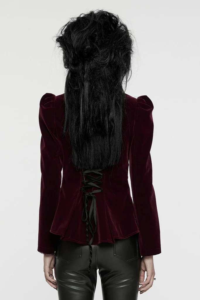 Baroness Deveraux Velvet Jacket in Burgundy - Image 5