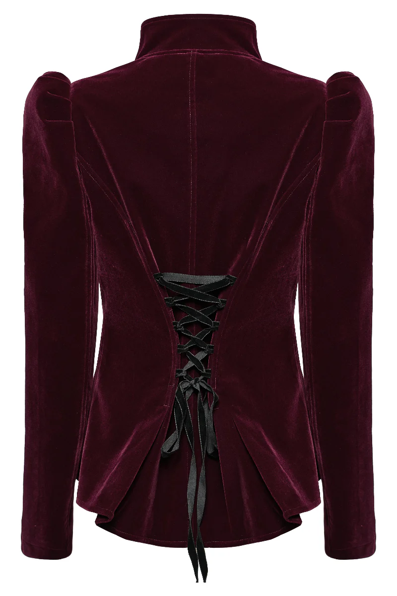 Baroness Deveraux Velvet Jacket in Burgundy - Image 6