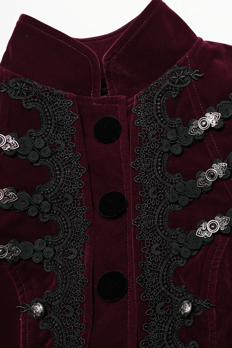 Baroness Deveraux Velvet Jacket in Burgundy - Image 7