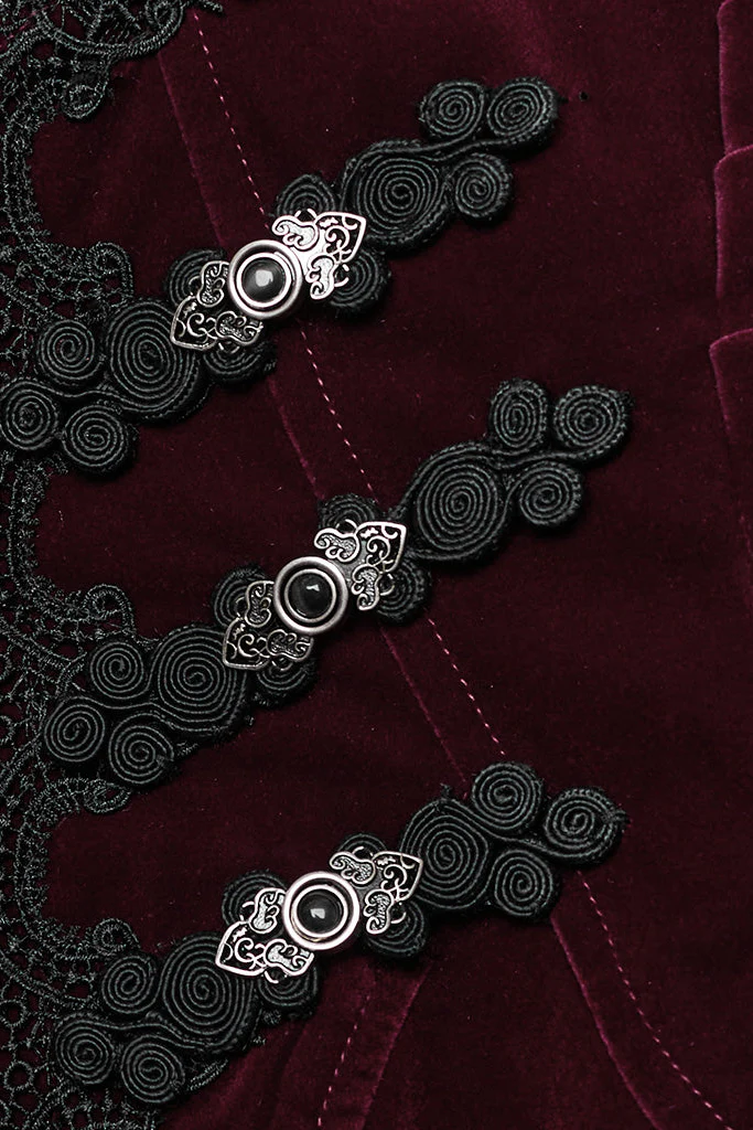 Baroness Deveraux Velvet Jacket in Burgundy - Image 8